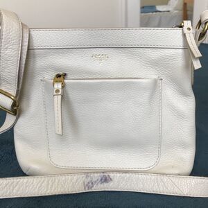 Fossil off white cream messenger crossbody bag